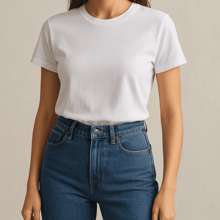 Jak dobrać t-shirt do jeansów z wysokim stanem